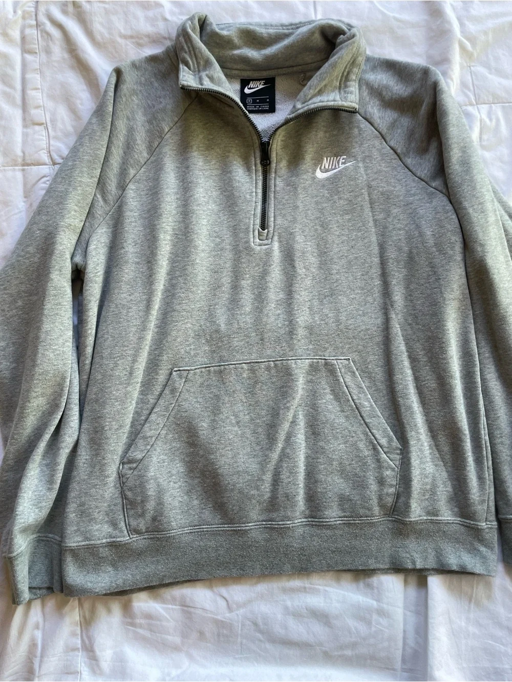 Nike Women's Heather Gray Quarter-Zip Pullover Sweatshirt Size Medium